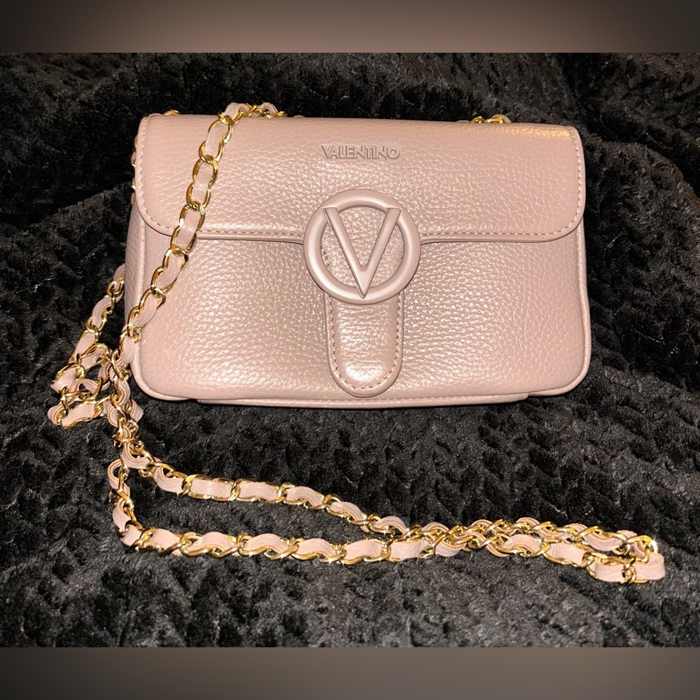 EUC Valentino Beige Leather Chain Crossbody/Shoulder Bag